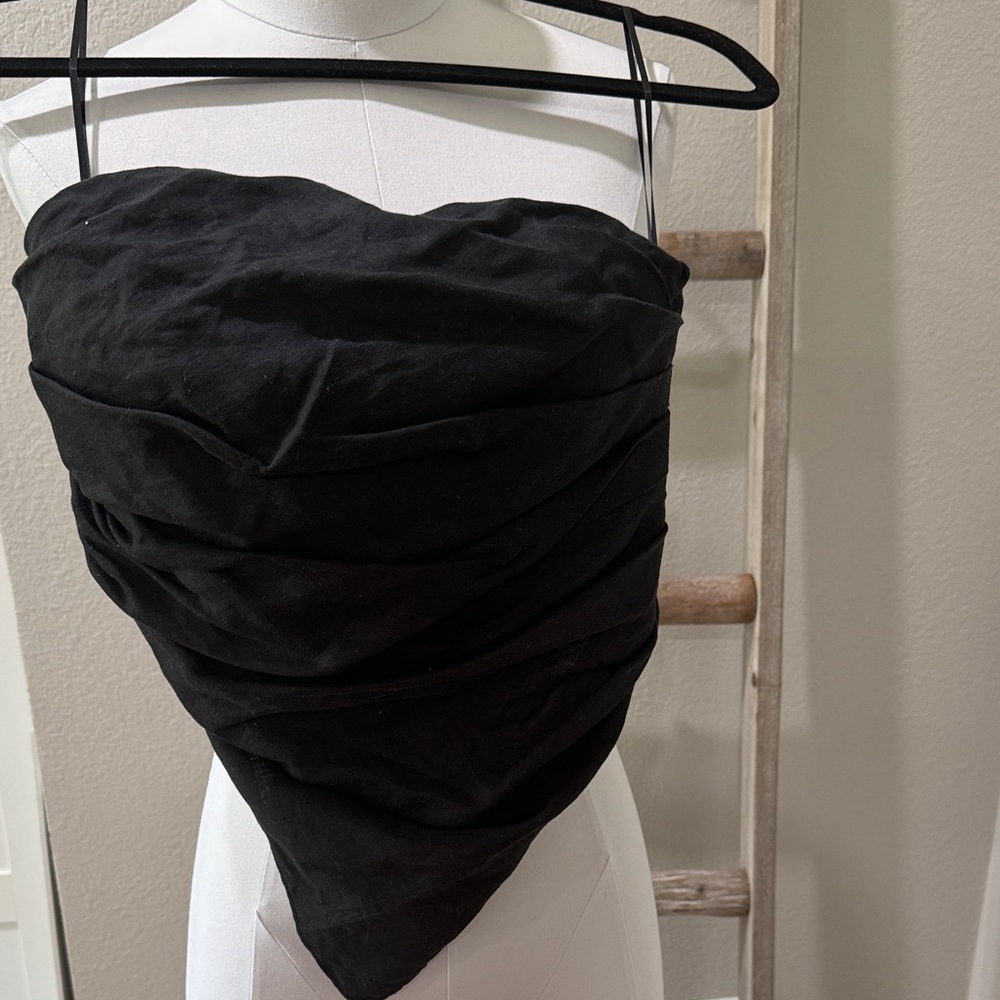 DISSH Nicci Black Linen Strapless Top
